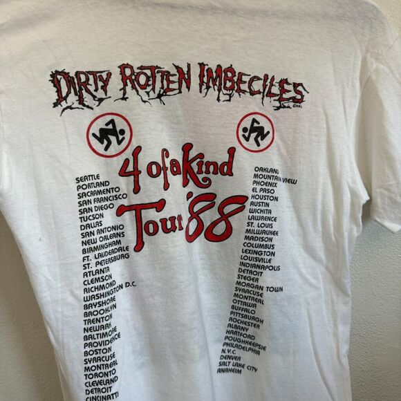 Vintage Dirty Rotten Imbeciles DRI 4 Of A Kind Tour 1988 Slumlord Punk T-Shirt L - Picture 11 of 12